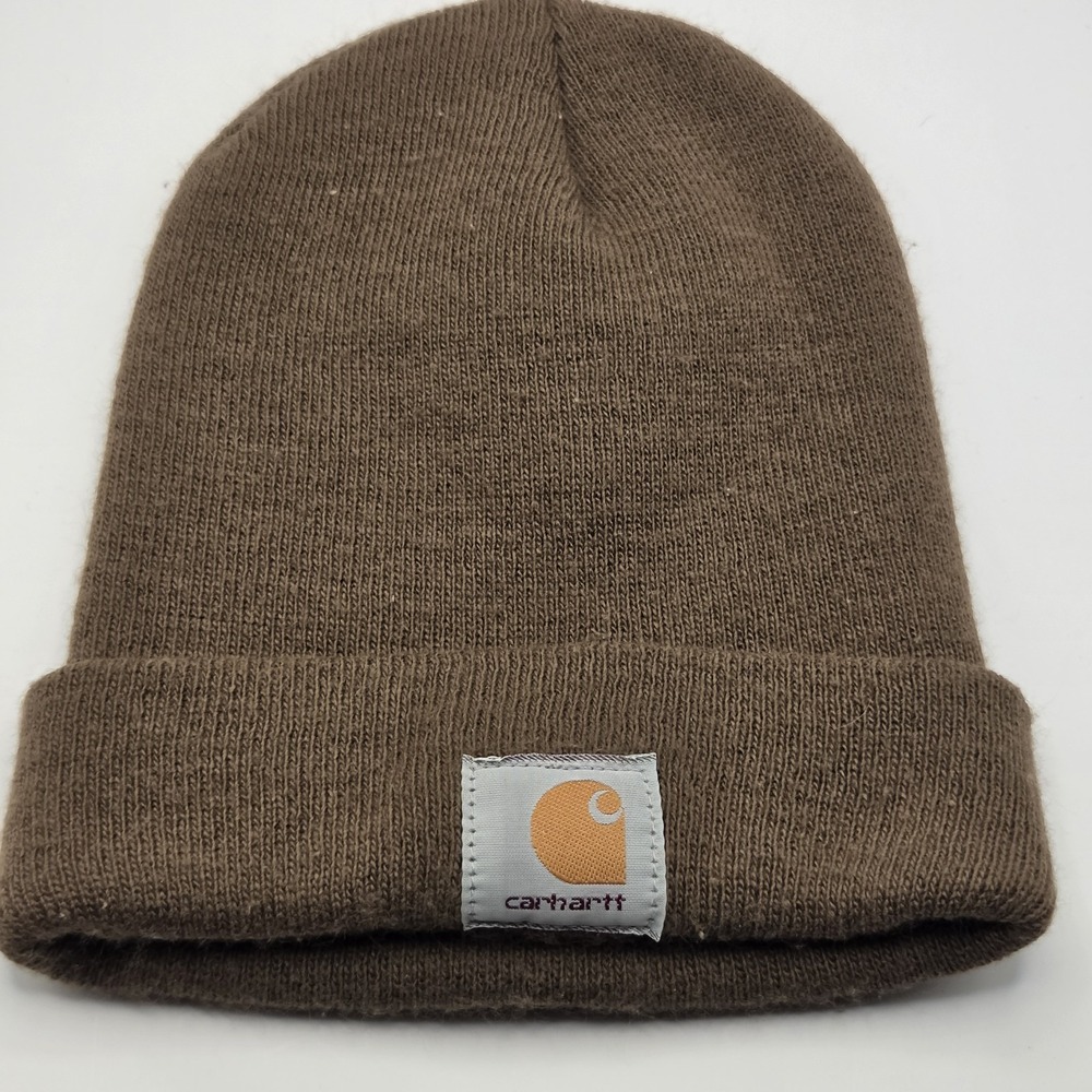 Carhartt Brown Solid Knit Beanie Hat, One Size, Men's Winter Hat